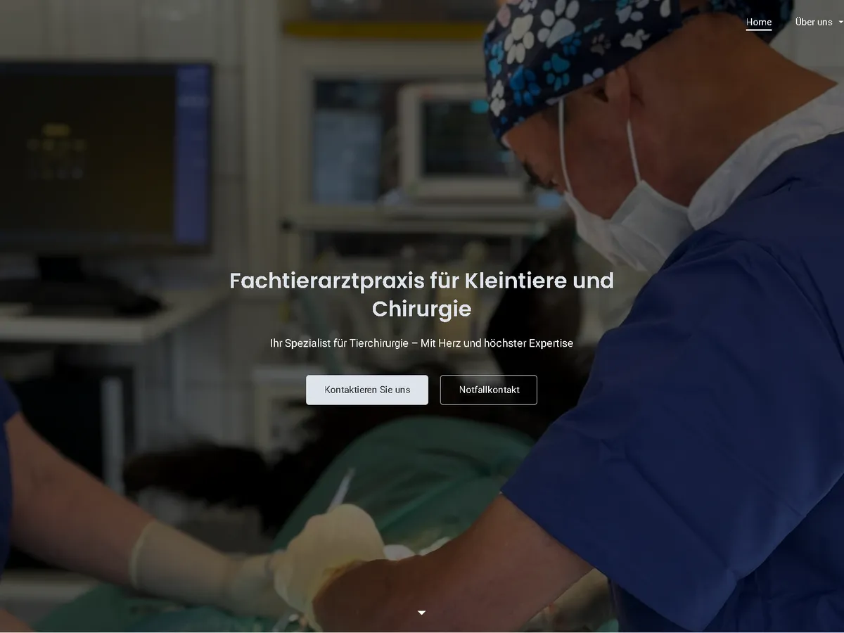 Startseite der Fachtierarztpraxis Dr. Ulrich C. Kreime mit Praxisvorstellung und Kontaktbuttons